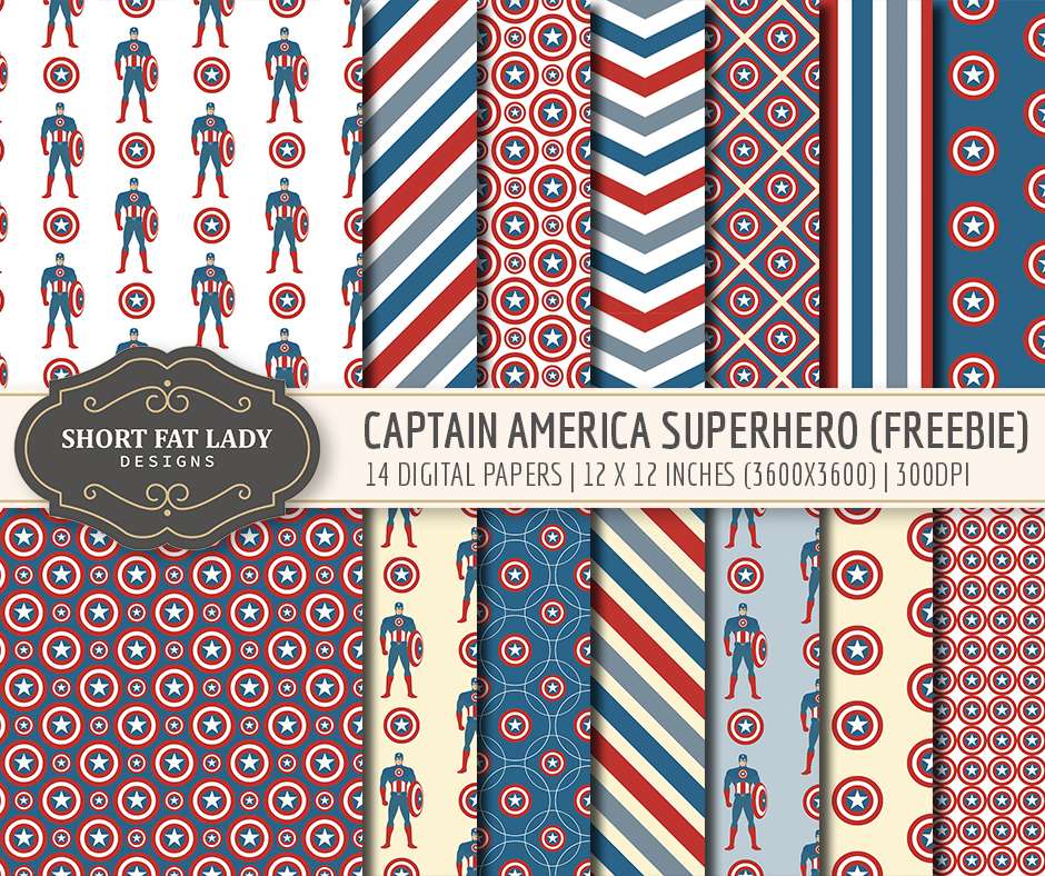 Free Captain America Superhero Digital Papers