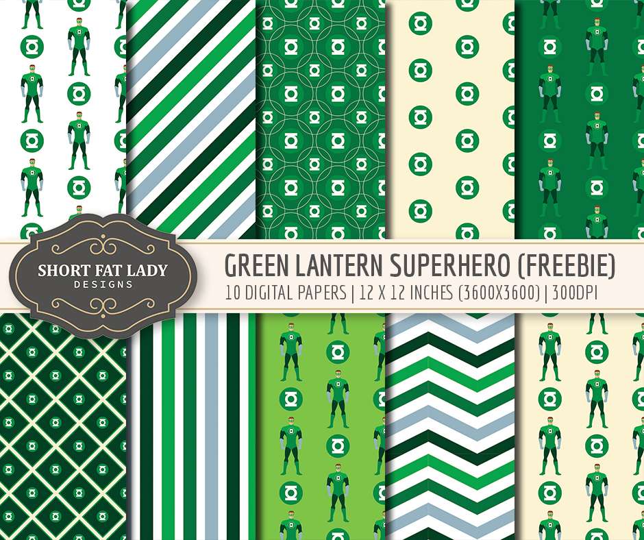 Free Green Lantern Superhero Digital Papers
